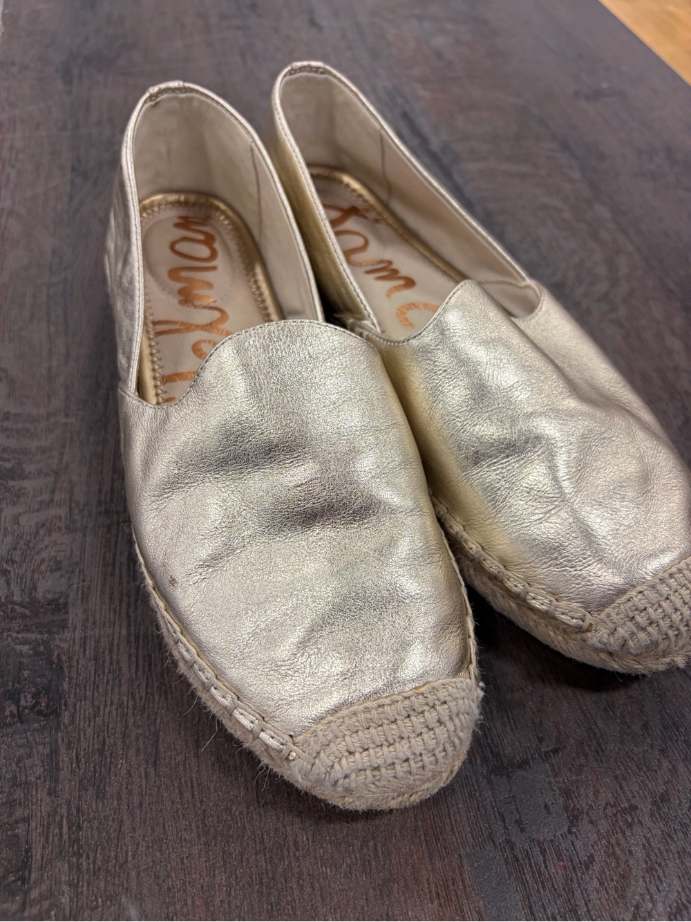 Sam Edelman Metallic Gold Espadrille Slip-Ons